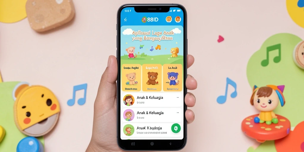 Tampilan antarmuka aplikasi 88ID yang ramah anak.
