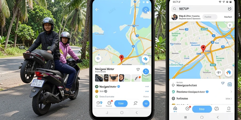 Antarmuka aplikasi 987UP yang menampilkan navigasi dan informasi cuaca.
