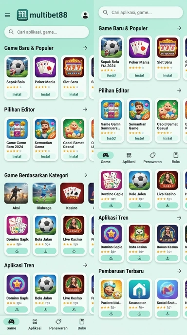Tampilan katalog aplikasi multibet88