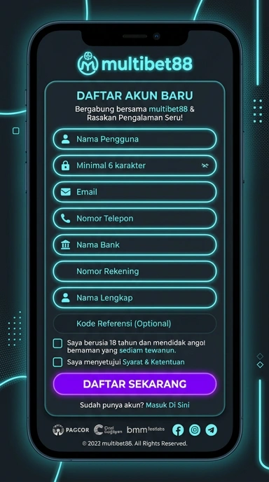 Tampilan halaman daftar multibet88
